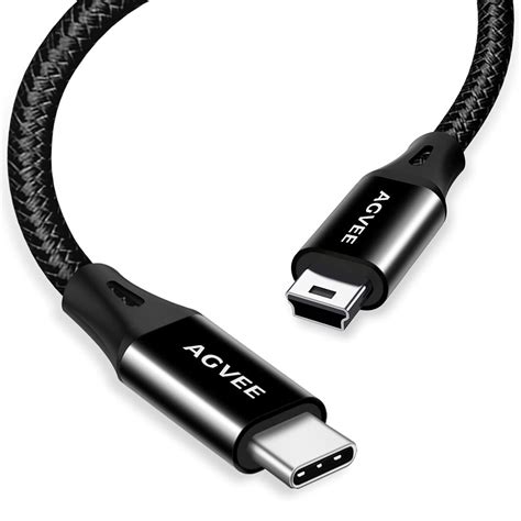 AGVEE 2 Pack 6ft USB-C to Mini USB Cable, Braided Durable Mini-B 5-Pin ...