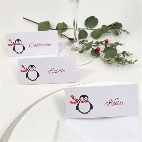 Penguin Christmas Place Cards. Personalised Christmas Table Place Name ...