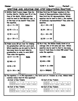 Image result for Solving One Step Equations Word Problems PDF
