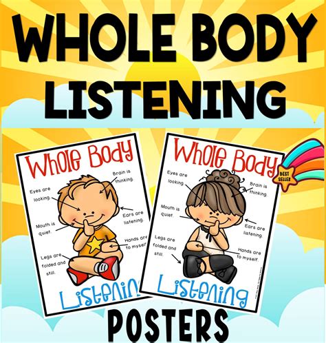 Whole Body Listening Poster Whole Body Listening Posters Rainbow