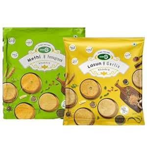 ShantaG Lasun Garlic and Jeera Cumin Khakhra, Whole Wheat Crispy ...