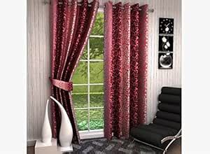 Buy Home Luxurious Set of 2 Multi-color (Red) Printed Eyelet Longdoor ...