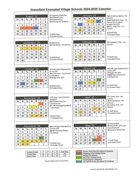 District Calendar | Greenfield Exempted Village School District