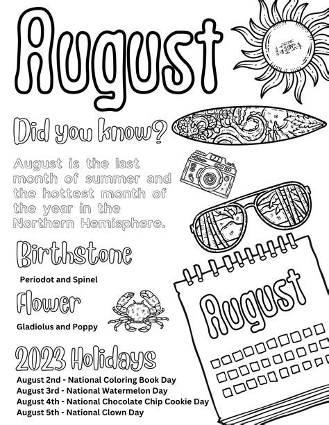 Free Coloring Pages For August