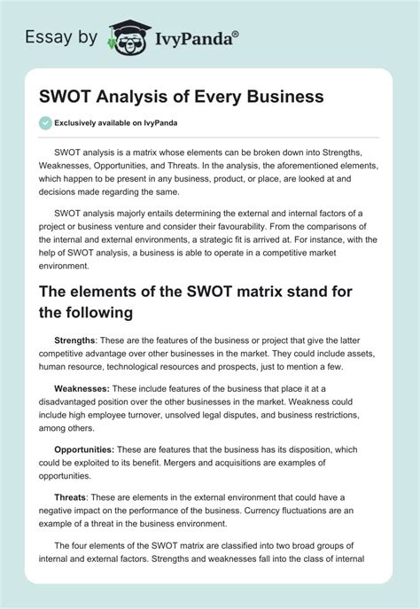 Image result for SWOT Paper Example