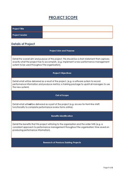 Image result for Project Scope Statement Template Word