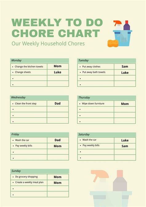 Family Weekly To Do Chore Chart in Illustrator, PDF - Download ...
