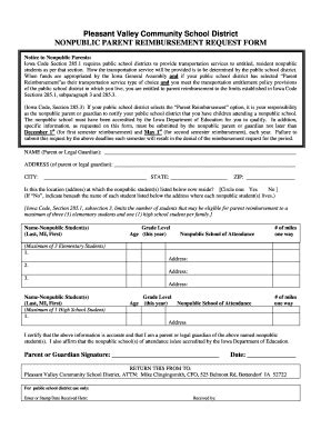 Fillable Online pleasval non-public trans request form.doc - pleasval ...