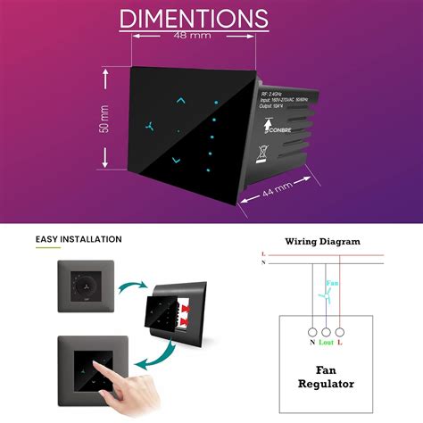 Conbre SF1 Wi-Fi based Smart Fan Touch Switch for home and office auto ...