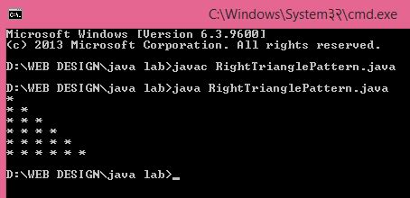 Image result for Right Triangle Pattern in Java