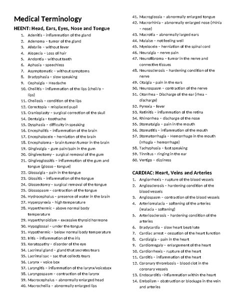 Medical-Terminology-Notes - Medical Terminology HEENT: Head, Ears, Eyes ...