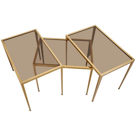 Set of 3 Nesting Stainless Steel and Glass Nesting Tables by Brueton at 1stDibs | stainless ...