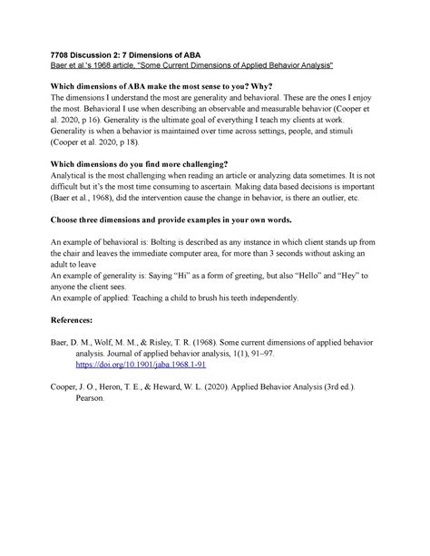 7708 Discussion 2 7 Dimensions of ABA - 7708 Discussion 2: 7 Dimensions ...