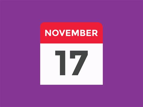 november 17 calendar reminder. 17th november daily calendar icon ...