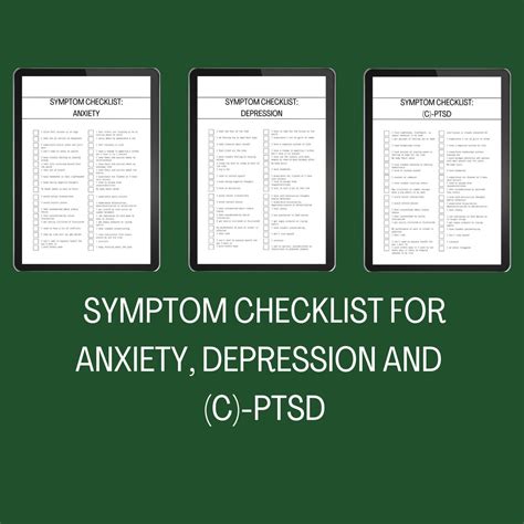 Depression Symptoms Checklist Worksheet, Anxiety Symptoms Checklist ...