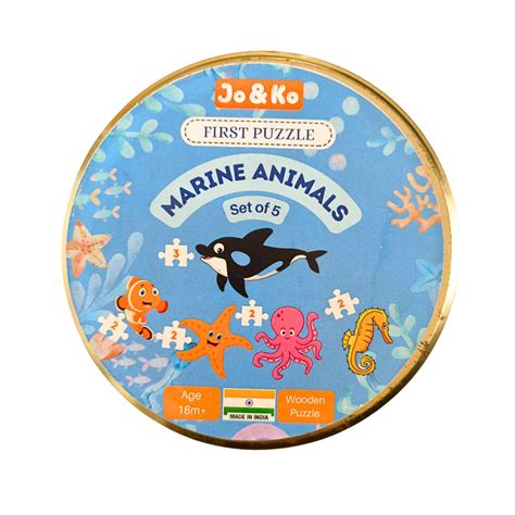 JoGenii First Puzzles Marine Animals Jumbo Wooden Puzzles - Set of 5