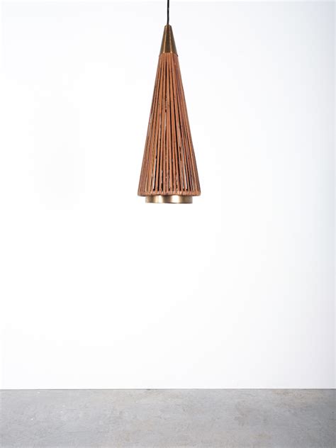 Rattan Cone Pendant Lamp Brass, Italy, circa 1950 – DERIVE