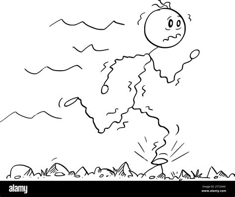 Running on Rough Way or Road, Vector Cartoon Stick Figure Illustration ...