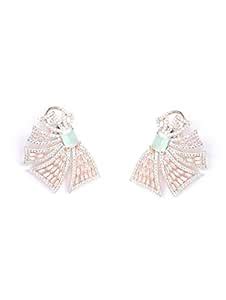 Priyaasi Mint Green Stone Earrings in Flower-Inspired Design | Rose ...