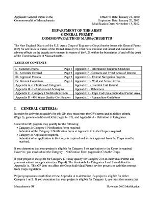 Fillable Online nae usace army Application No - New England District ...