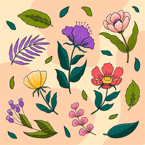 Flowers with leaves drawing Images - Free Download on Freepik