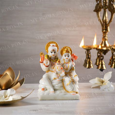 Buy Devotional White Shiv Parivar Statue Online in India - Mypoojabox.in