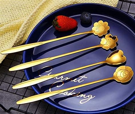 Buy HASTHIP® Golden Spoon Set/Coffee Spoon/Dessert Spoon/Cutlery ...