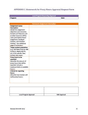 Fillable Online APPENDIX C: Homework for Proxy Hours Approval Request ...