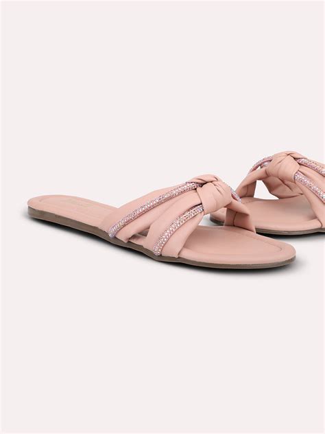 Buy Now Women Peach Open Toe Midnight Knots Flats