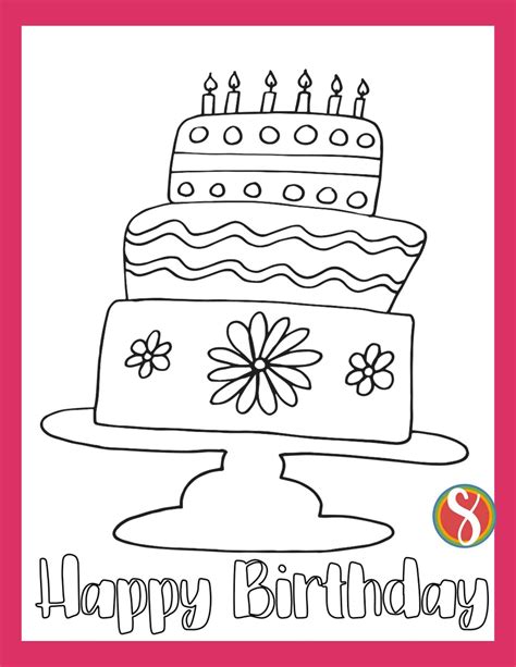 Free Happy Birthday Coloring Pages — Stevie Doodles