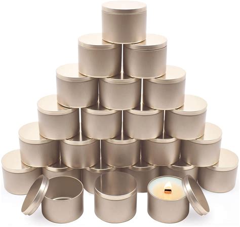 Amazon.com: YJHSS Candle Tins 8oz, 24-Pack Premium Matte Full Champagne ...