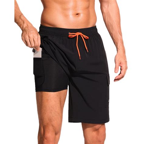 SILKWORLD Men's Swim Trunks with Compression Liner Quick Dry Bathing ...