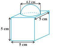 The decorative block shown in Fig is made of two solids — a cube and a ...