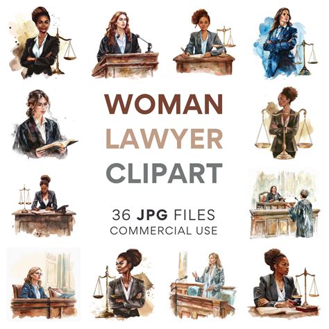 Woman Lawyer Clipart Bundle: Attorney, Judge, Justice, Court & Law ...