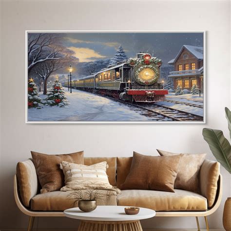 The Christmas Train Oil Painting Framed Canvas Print Christmas Decor ...
