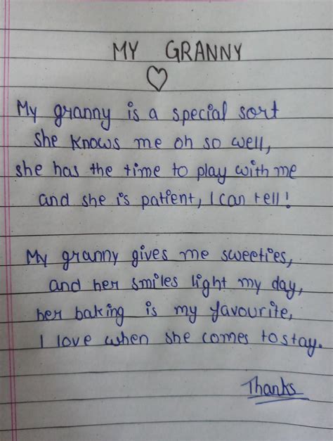 Write a poem of two stanzas on "GRANNY". - Brainly.in