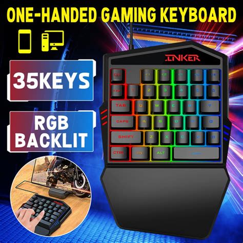 One-Hand Gaming Keyboard 35-Key Hand Rest Keyboard Mechanical Gaming Keyboard RGB Colorful ...
