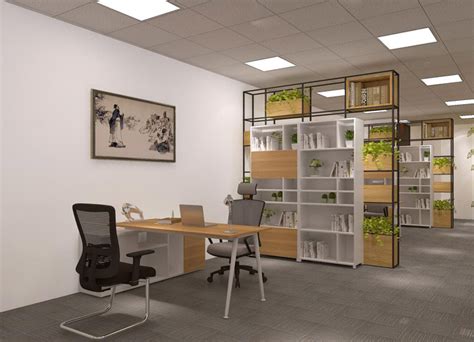 现代简约办公室装修效果图_岚禾工装设计