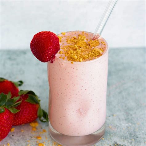 Strawberry Cheesecake Protein Shake - Graciously Nourished