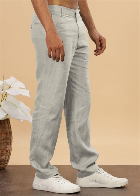 Powder Blue Pure Linen Pants by Linen Trail