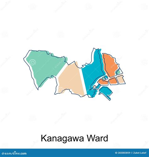 Vector Map of Kanagawa Ward Modern Outline Design, Borders of Japan for Your Infographic. Vector ...