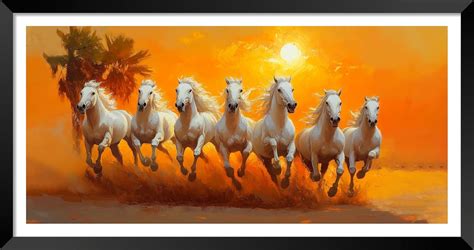 DBrush 7 Running White Horses Wall Painting, 36 x 61 cm, Laminated ...