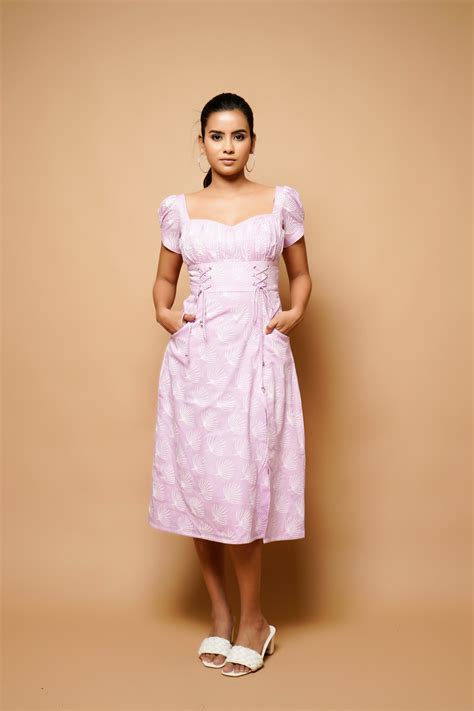 Lavender Blockprint Cotton A-Line Midi – ahiclothing