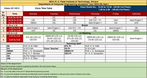 Computer Engineering Timetable