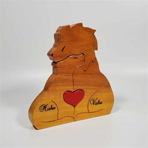 Buy Personalized Lion Couple Neem Wood Figurine Keepsake Online On Zwende
