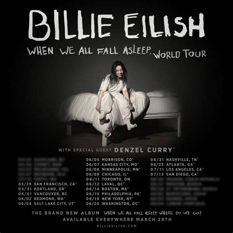 Billie Eilish Maps Out North American "When We All Fall Asleep Tour ...