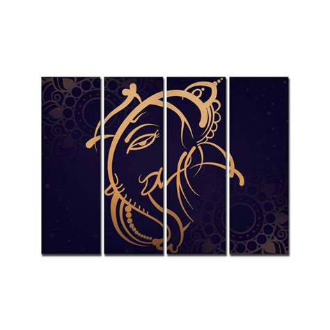 Lord Ganesh Ji Wall Painting of 4 Panels – Homcraft