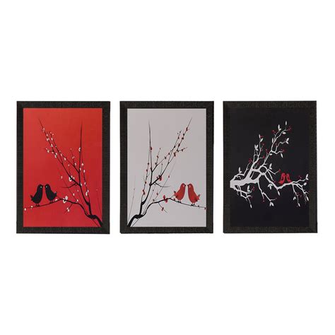 Set of 3 Abstract Tree View Satin Matt Texture UV Art Painting ...