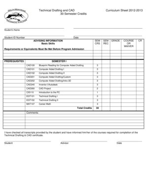 Fillable Online dmtc Technical Drafting and CAD Curriculum Sheet b2012b ...