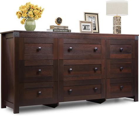 Amazon.com: CARPETNAL 55" Walnut Dresser for Bedroom, 6 Drawer Dresser ...